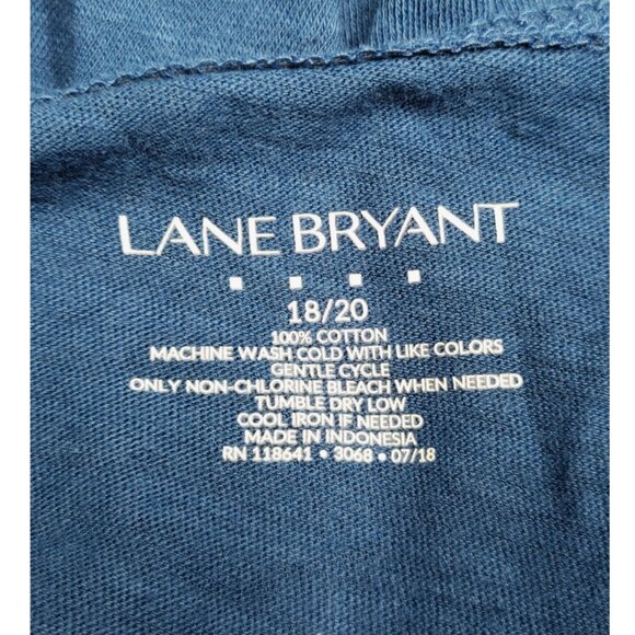 Lane Bryant Blue Cotton Hi-Low Long Sleeve Top 18/20 - Picture 4 of 6